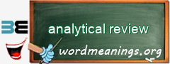 WordMeaning blackboard for analytical review